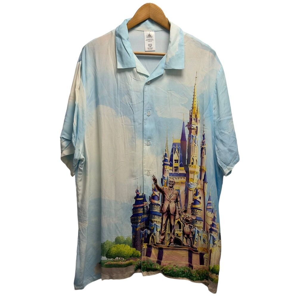 Disney NEW Mens Sz XL 50th Anniversary Cinderella Castle Walt Statue Cloud Shirt